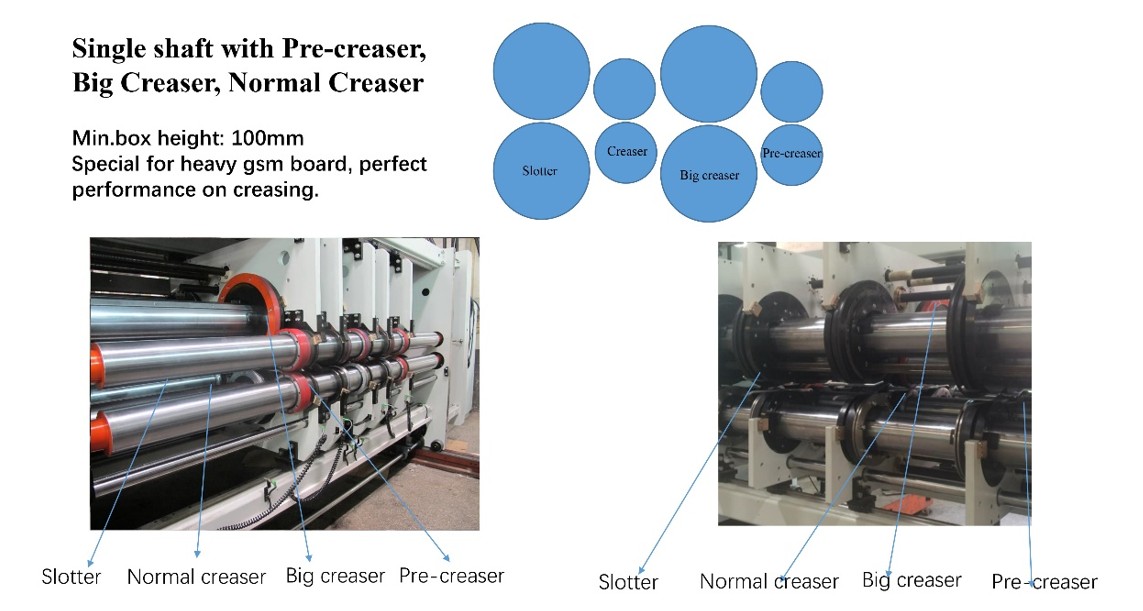 Single shaft with Pre-creaser, Big creaser, Normal Creaser Single shaft with Pre-creaser, Big creaser, Normal Creaser